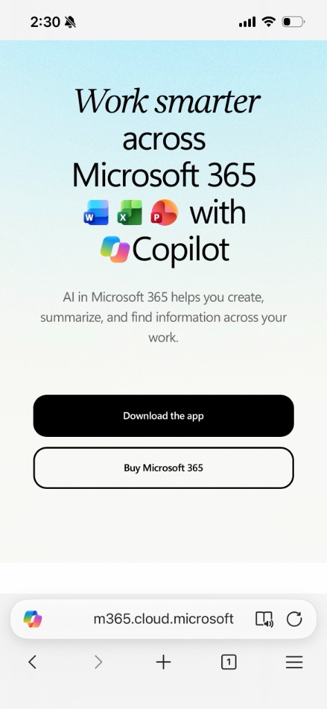A page in Edge with the address bar at the bottom