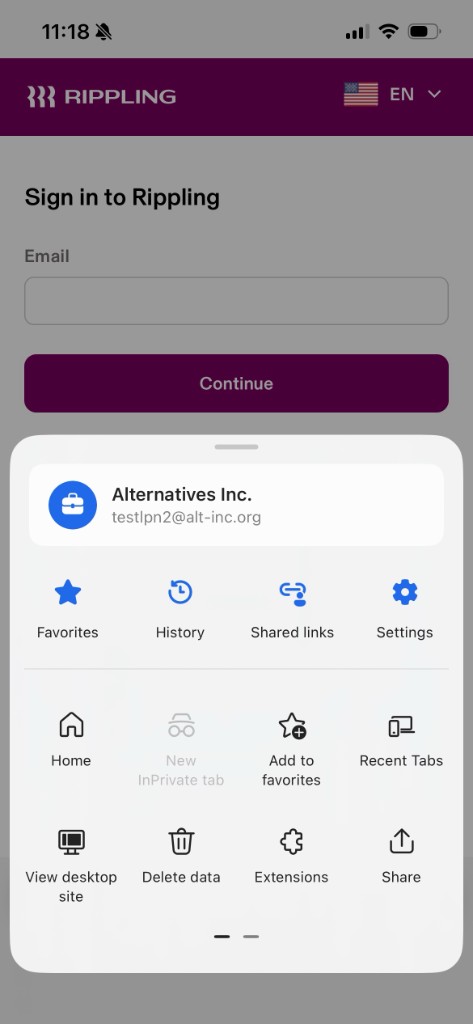 The Edge menu with Add to favorites