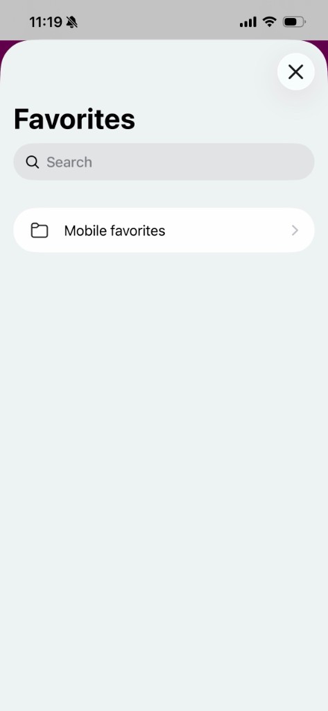 The Favorites list with Mobile favorites