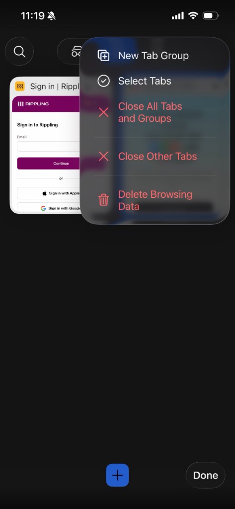 The tab menu with Select Tabs