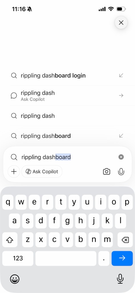 Typing a search in the Edge address bar