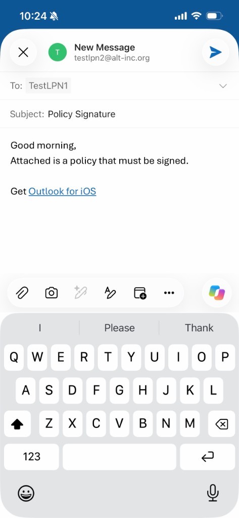 A new message with a subject and text