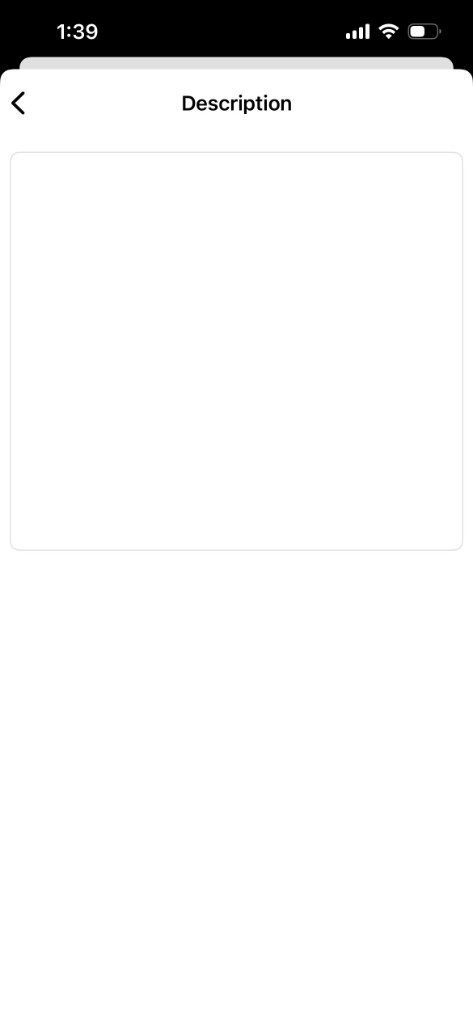 Description screen with a box for meeting information
